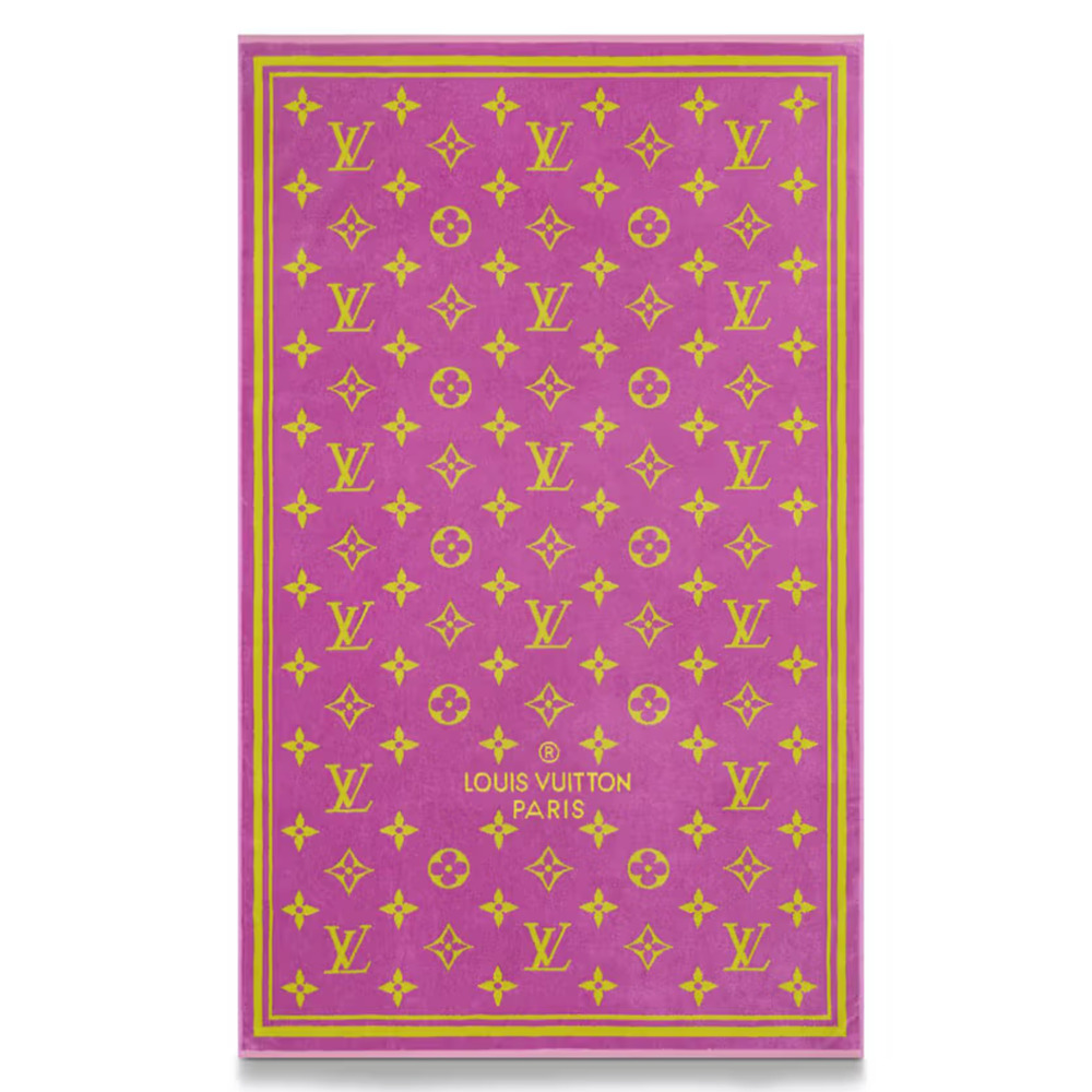 Louis Vuitton Drap Bain Monogram Magenta Yellow Classic Logo Bath Beach Towel